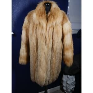 Gorgeous Red Golden Island Cross Fox Fur Coat Jacket